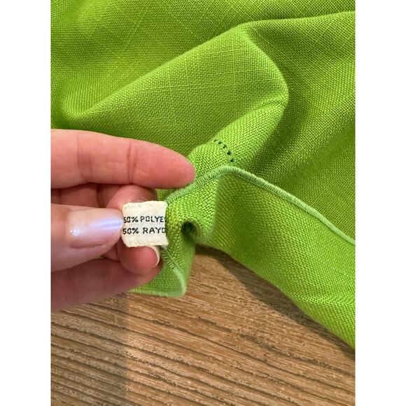 Vintage 70s Vera Neumann Hemstitch Tablecloth Avocado Green - Picture 5 of 7